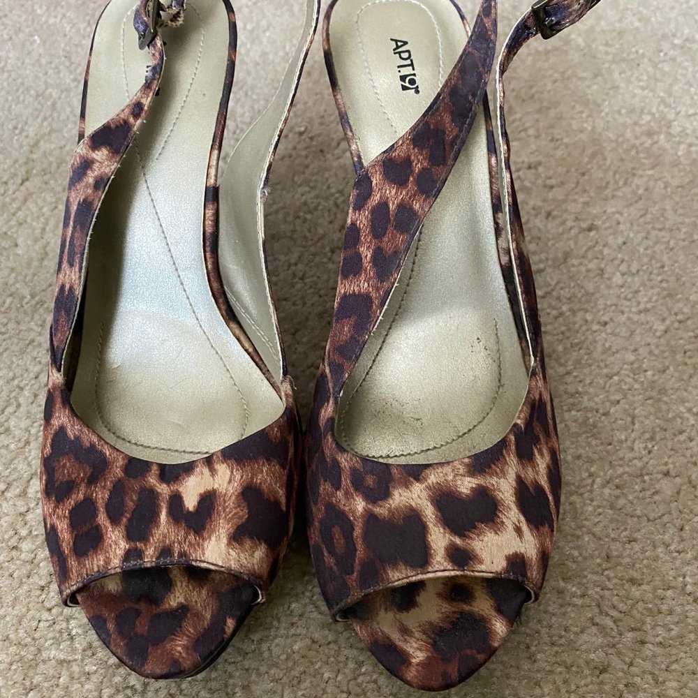 Apt 9:Leopard Print Open Toe High Heels